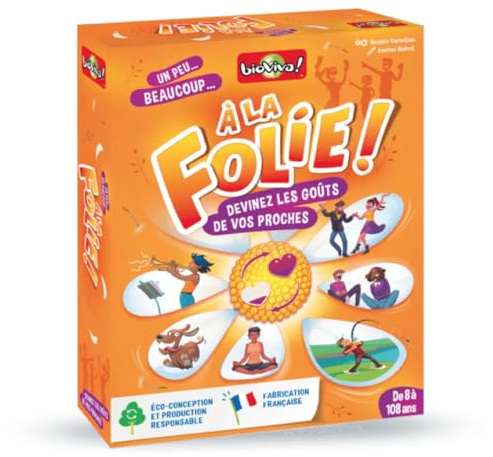 Bioviva - A La Folie ! - Jeu de Société Enfant et Adultes - Jeu de Cartes | Jeu d'Ambiance Coopératif - Jeu de Cartes Familial - Dès 8 ans - 2 à 6 joueurs - Fabriqué en France