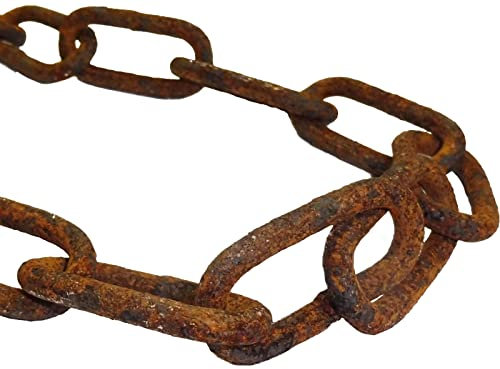 vitaliano rostige Stahlkette Gliederkette Meterware, 10 Meter, 5mm stark, Eisenkette im Antik, Retro, Vintage-Stil, als Regenablaufkette, Ringkette, Lampenkette, Deko, Metall Rost Deko für Garten