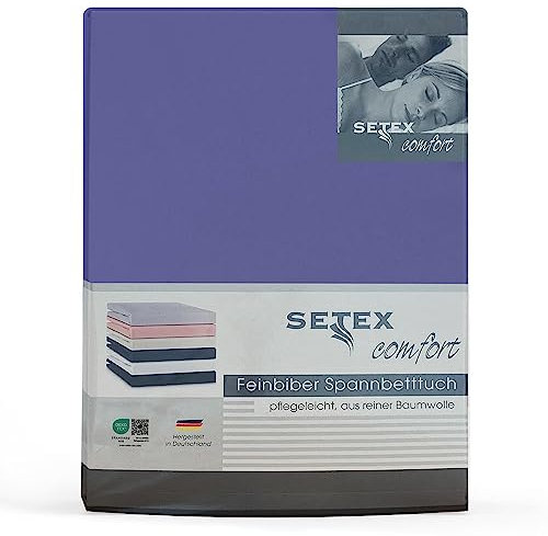 Setex - Feinbiber Bettlaken mit Gummizug kuschelig weich - Biber Spannbettlaken aus 100% Baumwolle mit rundum Spanngummi - Bettwäsche ganzjährig - Betttuch 180x200 cm Very Peri