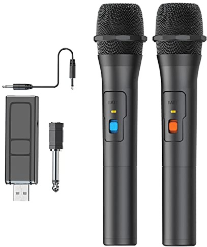 Microfono senza fili - Ricevitore ricaricabile Microfono portatile in metallo senza fili, Microfono portatile per feste, karaoke, canti, matrimoni Tumotsit