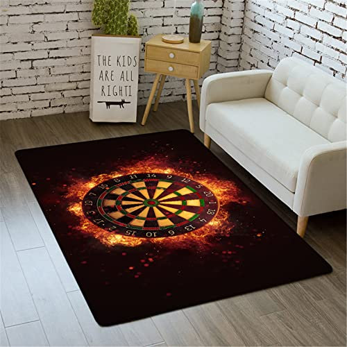 Flächenteppich Läufer 3D Darts Radscheibe Spiel Flamme Drucken Verdickt Rutschfest Matten Türverkleidung Eintrag Boden Teppich Wohnzimmer Innenbereich Outdoor Werfen Teppiche (Farbe 1,60x90 cm)