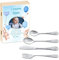 Maverton Kinderbesteck Set mit Gravur + Holzbox mit Aufdruck - aus Edelstahl - mit Tieraufdruck - 4-teilig - personalisierbar - Braun - Geschenk Geburtstag, Taufe, Geburt - Foto 4