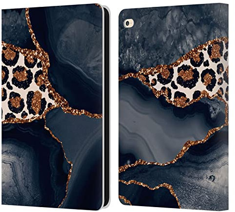 Head Case Designs Offizielle UtArt Leopard Wildkatze Marmor Leder-Wallet-Hülle Kompatibel mit Apple iPad Air 2 (2014)