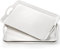 Cedilis Lot de 3 plateaux de service avec poignées, 40,6 x 28,9 cm, plateau de service rectangulaire en plastique empilable pour restaurant, fête, table basse, cuisine (blanc)