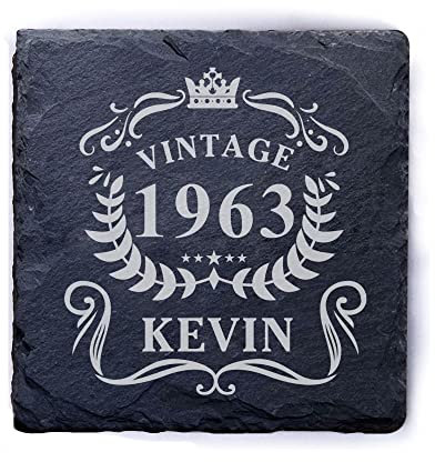 Personalised Coaster Engraved Square Slate Coaster Gift for Man Women Him Her Husband Coasters Cup Mat Gift for Birthday Father's Day Valentine's Day Wedding Christmas(Design 3)