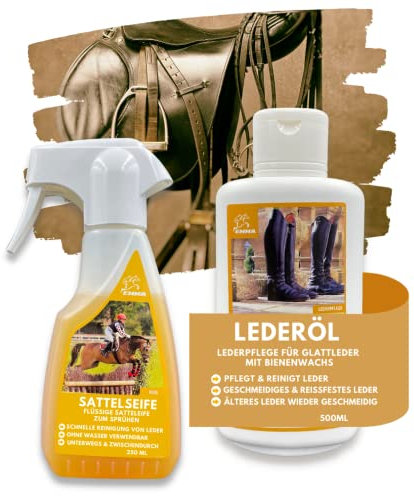 Lederpflege Set Lederöl farblos & Sattelseife Leder 0,25 0,5ml Lederfett farblos Schuhe Ledercouch Sofa Sattel Pferd Jacke Stiefel Möbel Handtasche I Lederseife Saddle Soap für Pflege Leder Reinigung