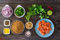 adrium Acryl-Bild 110 x 70 cm: Essen Knolling (Mise en Place) Gerstensalat. (169882050)
