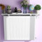 UVCMDUI Universal Radiator Shelf, Modern White Radiator Cover 80-120cm Wide, Waterproof Non Rusting Radiator Console Table Storage Heater Covers for Home Office Kitchen Bedroom Living Room,90cm