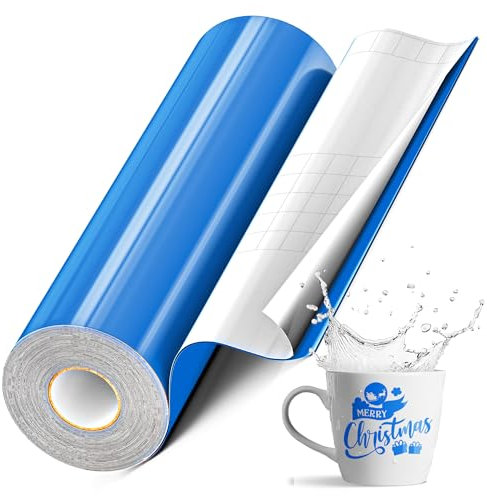 EPRCUT Vinylfolie Plotter, Plotterfolie Vinyl Rolle Blau Glänzend 30,5 x 1524cm, Wasserdicht Selbstklebende Folie Permanentes Dauerhaften Aufklebern für Cricut, DIY, Bastelprojekte, Party