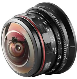MK Objectif Grand Angle 3,5 mm F2.8 Fisheye Manuel Compatible avec Appareil Photo Olympus Lumix M3/4