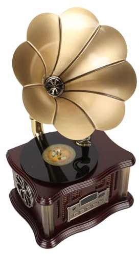 Retro-Grammophon, HiFi-Stereo-Plattenspieler, Phonograph-Bluetooth-Lautsprecher, Kompatibel mit Mobiltelefonen, Tablets, Laptops, für die Heimdekoration (Kaffee)