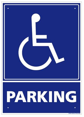 Panneau Parking Réservé Aux Handicapés Alu 2 Mm - 210 X 300 Mm Signalisation Rectangulaire Prépercée Avec Kit De Fixation Fabrication Française