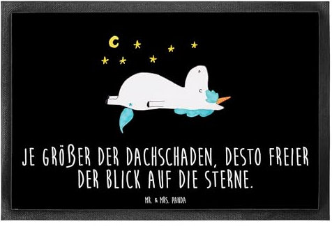 Mr. & Mrs. Panda 60 x 90 cm Fußmatte Einhorn Sternenhimmel - Geschenk, Unicorn, Gummimatte, Fußmatte innen, Einhorn Deko, Schmutzmatte, Haustürmatte,