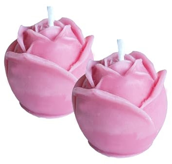 Votre Château Bougie Rose Lot de 2 Bougies Décoratives sur Pied, Bouton et Pétale de Rose Fait à la Main en Foncé, Coffret Cadeau, env. 3x3,5cm