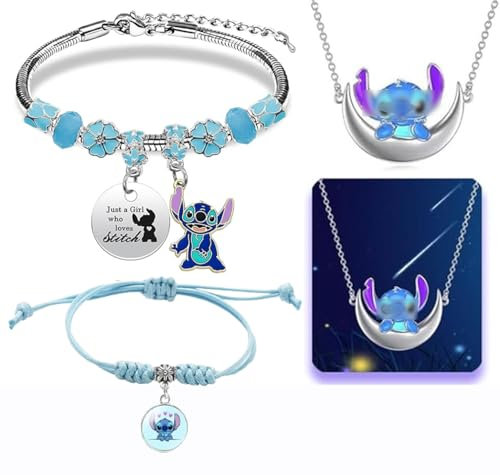 Guidre 3 Stücke Anime Verstellbares Armband Cartoon Bettelarmband,Cartoon Verstellbares Bettelarmband Blau Cartoon Armband für Mädchen Geburtstags und Weihnachtsgeschenke (A) (B)