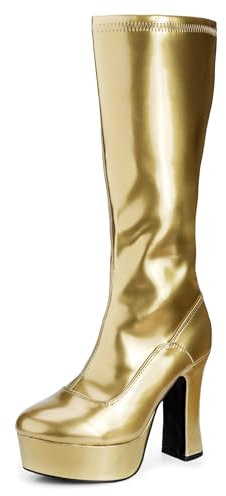 Plateau Stiefel mit Reißverschluss für Damen - Gold - Schuhgröße: 38