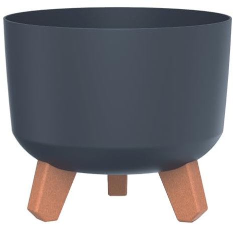 Prosperplast Gracia Maceta con patas extraíbles, incluye inserto para interior y exterior, maceta redonda de plástico (antracita, 200 mm)