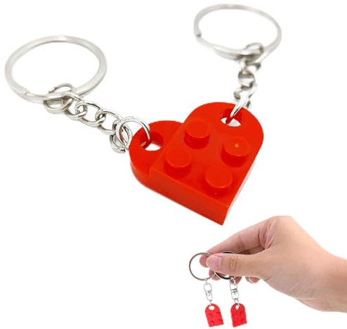 1 Pcs Porte Clef Couple, Porte Clé Couple, Porte Clé Coeur, Porte Cle Amour, Porte-Clés Partenaire, Porte Clef Amoureux(Rouge)