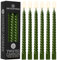 DECO EXPRESS Stabkerzen Set 3er oder 6er Tropffreie Stabkerzen Gedrehte Spiralkerzen Bunte Kerzen Brenndauer 6 Stunden Unparfümiert (Metallic-Olive – 6er-Pack)