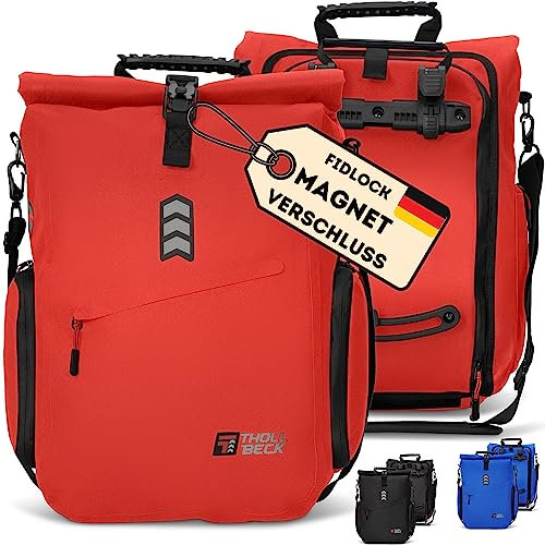 THOLLBECK Impuls 3 in 1 Fahrradtasche & Fahrradrucksack mit MAGNETVERSCHLUSS (23-27l) - wasserdicht für Gepäckträger bei Fahrrad & E Bike -Mountainbike Rucksack Herren & Damen mit Laptopfach