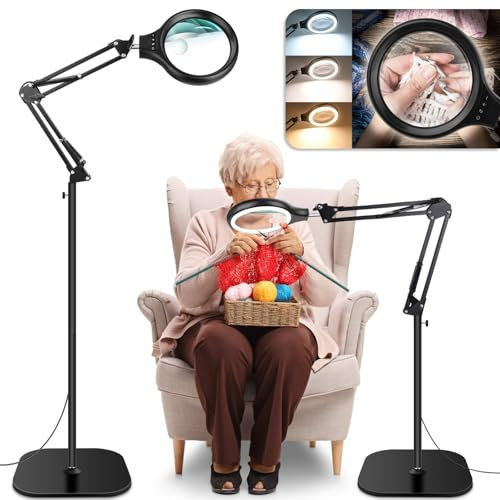 NZQXJXZ 30X 10X Große Lupe mit Licht und Ständer, 2-in-1 Lupenlampe mit 36 Einstellbaren Helligkeits-LEDs, 3 Farbmodi, Beleuchtete Lupenleuchte für Lesen, Naharbeit, Nähen, Basteln, Hobbys