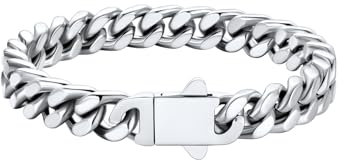 U7 Silber Armband Herren 9MM Miami Gliederarmband Männer Armbänder Edelstahl Panzerarmband Kubanische Armband 19cm lang Cuban Bracelet Armschmuck Modeschmuck für Ehemann