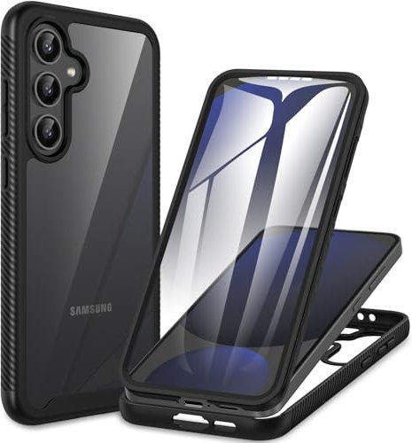 CENHUFO Cover Samsung S24 FE 5G, Custodia Samsung S24 FE 5G Antiurto 360 Gradi con Protezione Schermo Rugged Trasparente Case Fronte Retro Doppia Faccia Cover per Samsung Galaxy S24 FE 5G - Nero