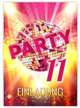 JuNa-Experten 12 Einladungskarten zum 11. Kindergeburtstag Mädchen Disco VIP coole Einladungen elfte Geburtstag Mädchengeburtstag