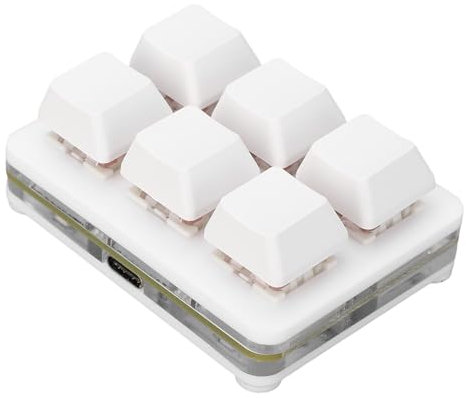 XUMIUZIY 6-Tasten-Gaming-Tastatur, USB-Klein-Tastatur, Programmierbare Makro-Tastatur, Mechanische RGB-Tastatur, 6 Tasten, Einhand-USB-PC-Tastatur für Game Office (White)