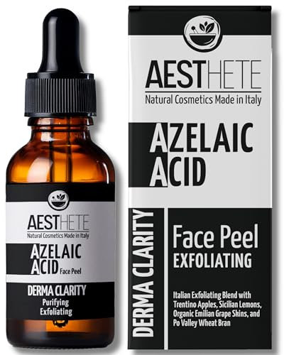 Azelainsäure 10% Gesichtspeeling AESTHETE | 100 ml Spülendes Peeling mit Fruchtsäure-Mix | für fettige, gemischte, empfindliche Haut | gegen vergrößerte Poren, Pickel, Dyscromie