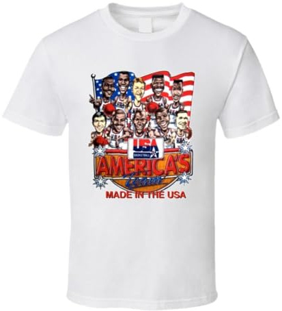 Usa Dream Team 1992 Basketball Caricature T Shirt - White WhiteL
