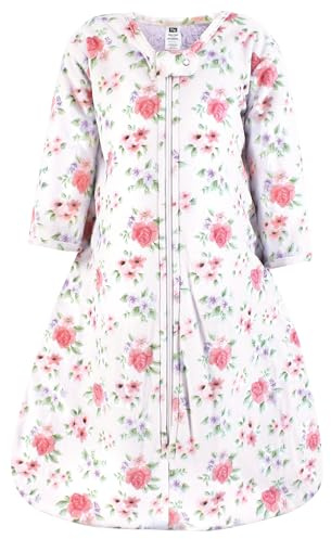 Hudson Baby Infant Girl Long Sleeve Plush Faux Fur Sleeping Bag, Wearable Blanket, Vintage Floral, 18-24 Months