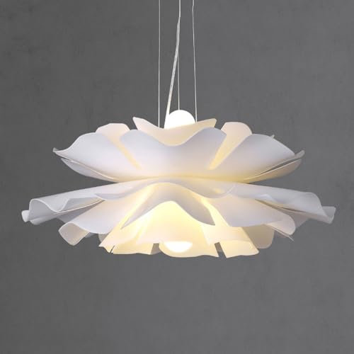 Wylolik Moderne Weiße Mit Blumenform Pendelleuchte, Acryl Blumen-Hängelampe, Weiße Dekorative Pendelleuchte höhenverstellbare hängendes Licht Für Schlafzimmer Wohnzimmer Esszimmer Und Küchen(40cm)