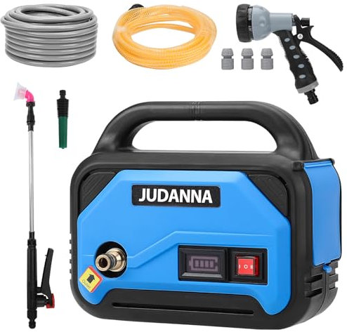 JUDANNA Pompa autoadescante portatile per batteria Makita 18 V agli ioni di litio, batteria 18 V (nessuna batteria), con tubo di scarico dell'acqua da 10 m e tubo di aspirazione da 5 m, pistola per