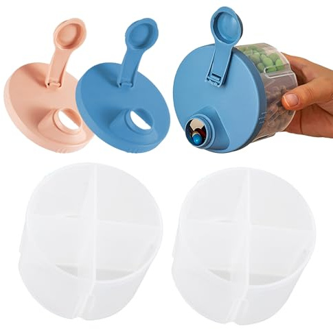 Milchpulver Portionierer Baby, 2 Stück Milchpulver Aufbewahrungsbox, Tragbare Pulver Portionierer, Vier Raster Portionierer Milchpulver, Milchportionierer Baby (Blau Rosa)