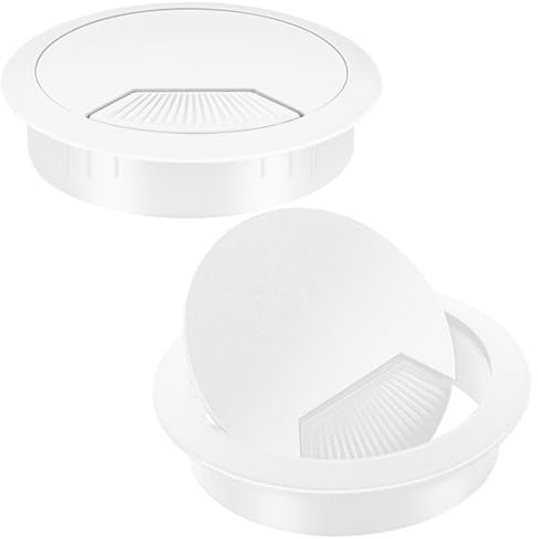 2 Stück Kabeldurchführung Schreibtisch 60mm Weiß Kabeldurchlass Tischdurchführung Kunststoff für Tisch Office Schreibtische