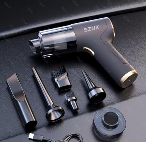 Générique Aspiradora de mano inalámbrica de 98000 PA: potente, profesional, con motor sin escobillas de doble velocidad y batería de 4000 mAh. Incluye 6 accesorios. Aspiradora y sopladora para