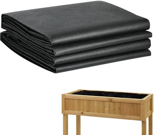 Sibosen Pack of 2 Fabric Liners for Large Veg Trough Outdoor Raised Bed Planter Liner Non Woven Black Vegetable Trugs Herb Planter Liner Heavy Duty Plant Grow Bags (160cm x 210cm)