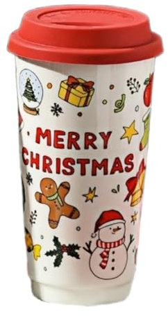 HUMOCHUSON Cinese Tazza Tazza Da Caffè Americana Natalizia In Ceramica Da 580 Ml Con Coperchio