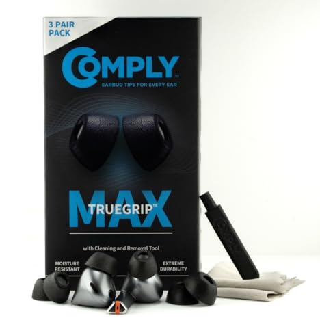 Comply TrueGrip MAX | Premium Memory Schaumstoff Ersatz-Ohrstöpsel für Samsung Galaxy Buds3 Pro | SmartSkin™-Technologie | schwarz, Verschiedene Größen, S/M/L, 3 Paar