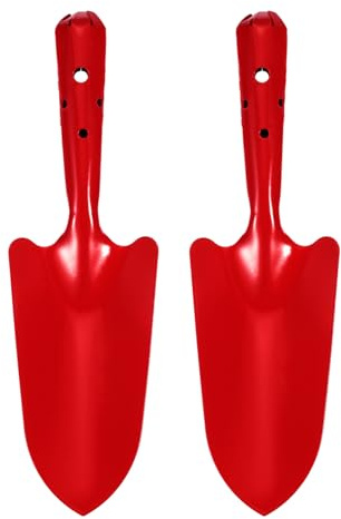 QUARKZMAN 2pcs Mini Pelle Mains Métallique Colorée 11 x 3 Rouge | Ensemble de Pelle de Jardinage, pour Creuser le Sol Planter Désherber Transplanter