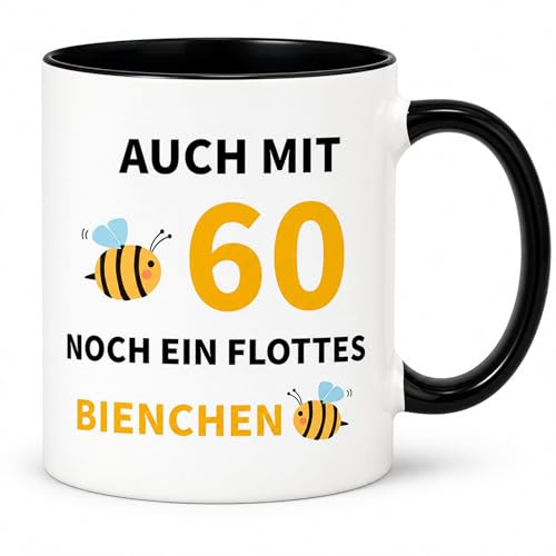 Tasse zum 60. Geburtstag Frau mit Bienenmotiv – Lustiges Geschenk zum 60 Geburtstag Frau, Kaffeebecher für besondere Geburtstagsmomente