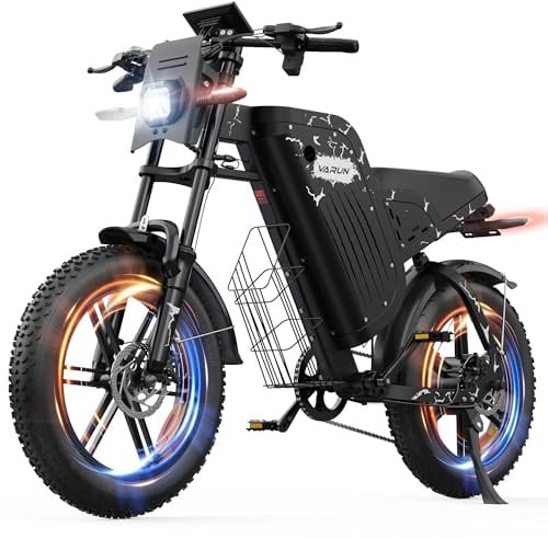 VARUN E Bike, 20 * 4.0 Zoll E-Bike Herren mit 48V 31.5Ah / 20.8Ah Akku, bis zu 160-180 KM, 250W 85Nm Motor, Fatbike Ebike mit Vollfederung, Blinker, 7 Gang All-Terrain E-Mountainbike mit EU-Konformes