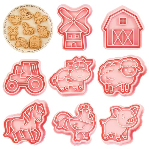 YeahBoom 8 Stück Tier Ausstechformen Set,Keks Ausstecher Stempel,3D Cartoon Ausstechform,Cookie Cutter kinder,Ausstechformen Kinder,Ausstecher DIY Cookie Fondant Schokoladen Plätzchen