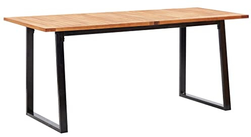 PUGYNBK 7-TLG. Gruppo da giardino con sedie in rattan e tavolo in legno di acacia, grigio