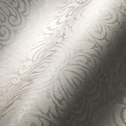 A.S. Création Architects Paper Textiltapete Tessuto 2 Tapete mit Ornamenten barock 10,05 m x 0,53 m creme weiß Made in Germany 961935 96193-5