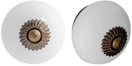 Nicola Spring Möbelknöpfe aus Keramik - Weiß - 12 Stück