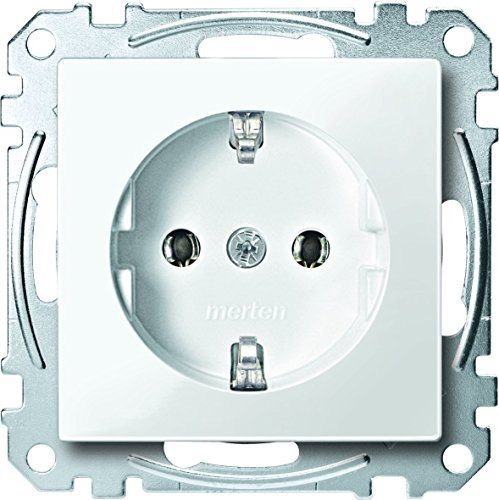 Merten Schuko-Steckdose Steckklemmen, System M, polarweiß glänzend, MEG2301-0319 (2 Steckdosen)