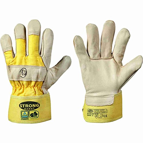 12 Paar Lederhandschuhe TÜV/GS geprüft Stronghand *Lion* Rindvollleder, Bisquit beige