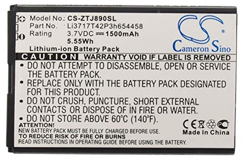 CS-ZTJ890SL Batteria 1500mAh compatibile con [ZTE] Authentic, EUFI890, MF63, ZTE U790, per [Verizon] Hotspot 890L, Jetpack 4G LTE, Jetpack 890L, 4G LTE, undefined sostituisce Li3717T42P3h654458